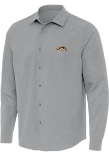 Mens Western Michigan Broncos Grey Antigua Exposure Long Sleeve Dress Shirt