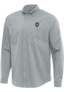 Antigua New Mexico Lobos Mens Grey Flight Long Sleeve Dress Shirt