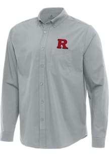 Mens Rutgers Scarlet Knights Grey Antigua Flight Long Sleeve Dress Shirt