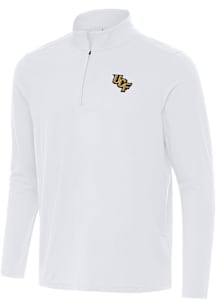 Antigua UCF Knights Mens White Intent Long Sleeve Qtr Zip Pullover