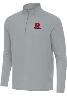 Mens Rutgers Scarlet Knights Grey Antigua Intent Qtr Zip Pullover