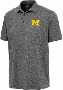 Mens Michigan Wolverines Black Antigua Par 3 Short Sleeve Polo Shirt