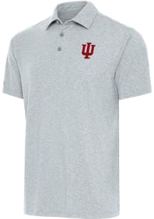 Indiana Hoosiers Grey Antigua Par 3 Big and Tall Polo