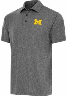 Michigan Wolverines Black Antigua Par 3 Big and Tall Polo