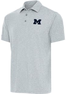 Michigan Wolverines Grey Antigua Par 3 Big and Tall Polo