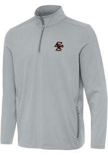 Antigua Boston College Eagles Mens Grey Perilous Long Sleeve Qtr Zip Pullover