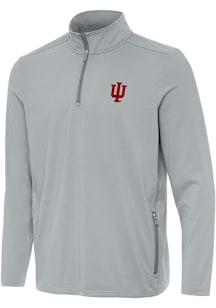 Antigua Indiana Hoosiers Mens Grey Perilous Long Sleeve Qtr Zip Pullover