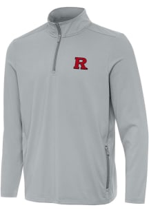 Mens Rutgers Scarlet Knights Grey Antigua Perilous Qtr Zip Pullover