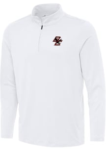 Antigua Boston College Eagles Mens White Reprocess Recycled Long Sleeve Qtr Zip Pullover