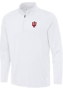 Mens Indiana Hoosiers White Antigua Reprocess Recycled Qtr Zip Pullover