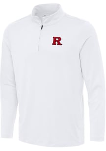 Mens Rutgers Scarlet Knights White Antigua Reprocess Recycled Qtr Zip Pullover