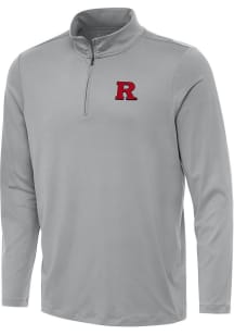 Mens Rutgers Scarlet Knights Grey Antigua Reprocess Recycled Qtr Zip Pullover