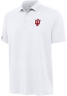 Mens Indiana Hoosiers White Antigua Reprocess Recycled Short Sleeve Polo Shirt