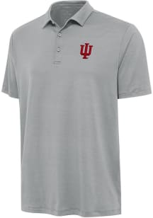 Mens Indiana Hoosiers Grey Antigua Reprocess Recycled Short Sleeve Polo Shirt