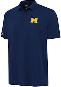 Antigua Michigan Wolverines Mens Blue Reprocess Recycled Short Sleeve Polo