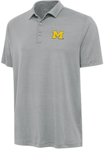 Antigua Michigan Wolverines Mens Grey Reprocess Recycled Short Sleeve Polo