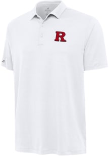 Mens Rutgers Scarlet Knights White Antigua Reprocess Recycled Short Sleeve Polo Shirt