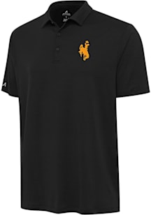 Antigua Wyoming Cowboys Mens Black Reprocess Recycled Short Sleeve Polo