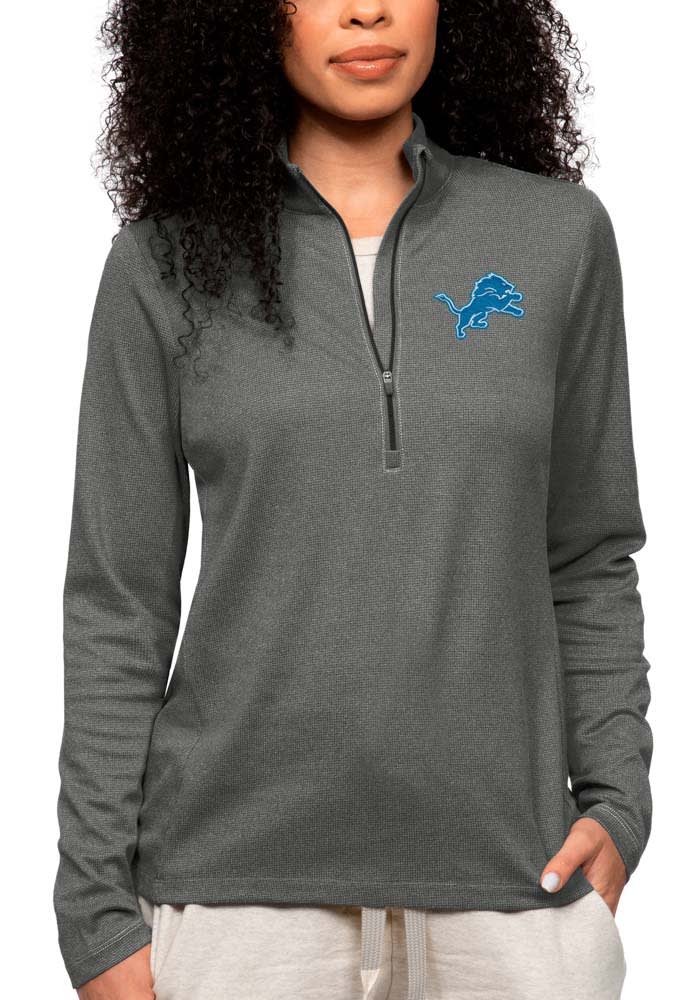 Detroit Lions Antigua Metallic Logo Victory Full-Zip Hoodie - White