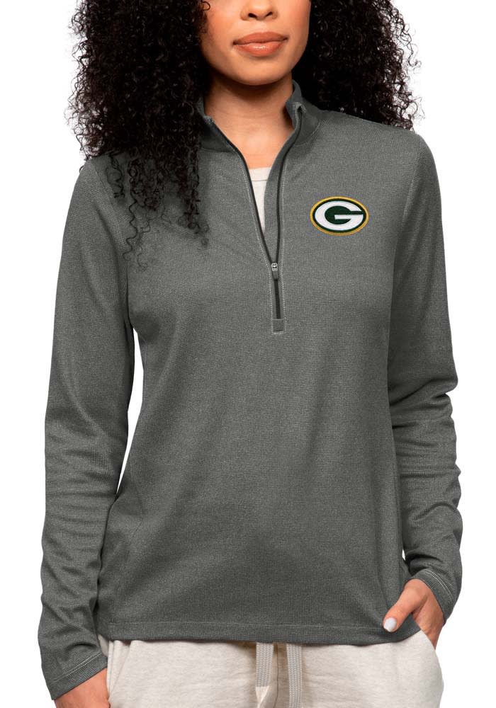 Women's Green Bay Packers Antigua Green Victory Crewneck Pullover