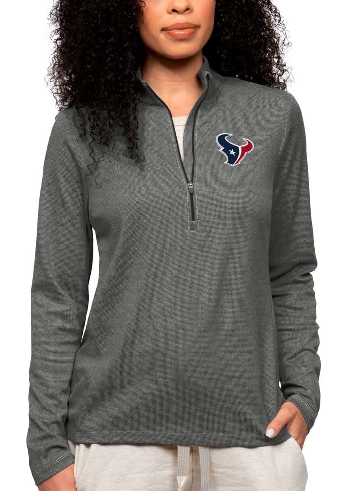 Women's Houston Texans Antigua Red Victory Crewneck Chenille