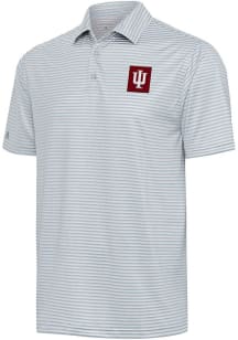 Mens Indiana Hoosiers Grey Antigua Alternate Skills Short Sleeve Polo Shirt