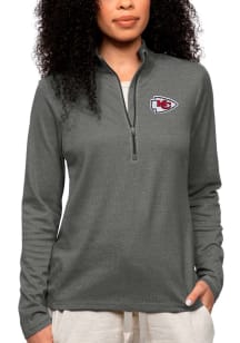 Antigua KC Chiefs Womens Charcoal Epic 1/4 Zip Pullover