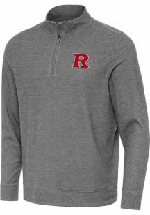 Mens Rutgers Scarlet Knights Black Antigua Subtle Qtr Zip Pullover