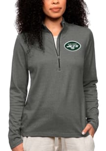 Antigua New York Womens Charcoal Epic 1/4 Zip Pullover