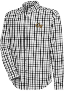Antigua GA Tech Yellow Jackets Mens Black Tending Long Sleeve Dress Shirt
