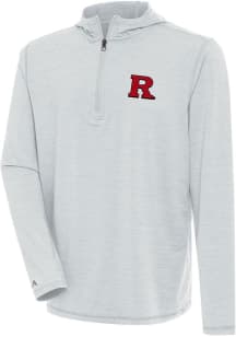 Mens Rutgers Scarlet Knights Grey Antigua Tidy Qtr Zip Pullover