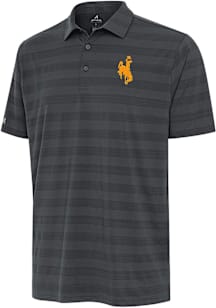 Antigua Wyoming Cowboys Mens Grey Tunnel Short Sleeve Polo