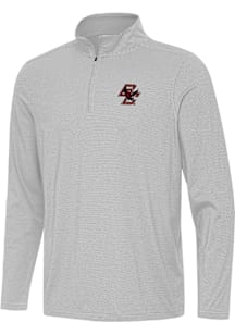 Antigua Boston College Eagles Mens Grey Twine Long Sleeve Qtr Zip Pullover