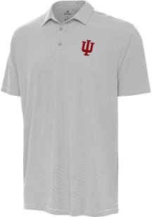 Mens Indiana Hoosiers Grey Antigua Twine Short Sleeve Polo Shirt