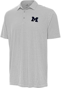 Antigua Michigan Wolverines Mens Grey Twine Short Sleeve Polo