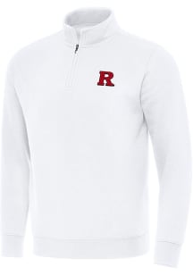 Mens Rutgers Scarlet Knights White Antigua Victory Qtr Zip Pullover