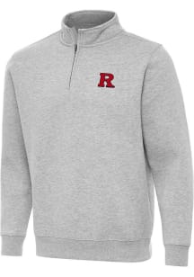 Mens Rutgers Scarlet Knights Grey Antigua Victory Qtr Zip Pullover