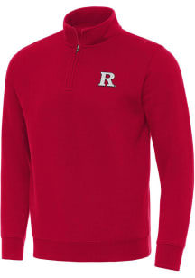 Mens Rutgers Scarlet Knights Red Antigua Victory Qtr Zip Pullover