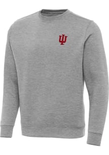 Mens Indiana Hoosiers Grey Antigua Victory Design Crew Sweatshirt