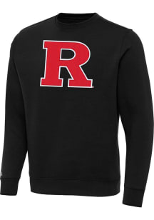 Mens Rutgers Scarlet Knights  Antigua Full Front Victory Crew Sweatshirt