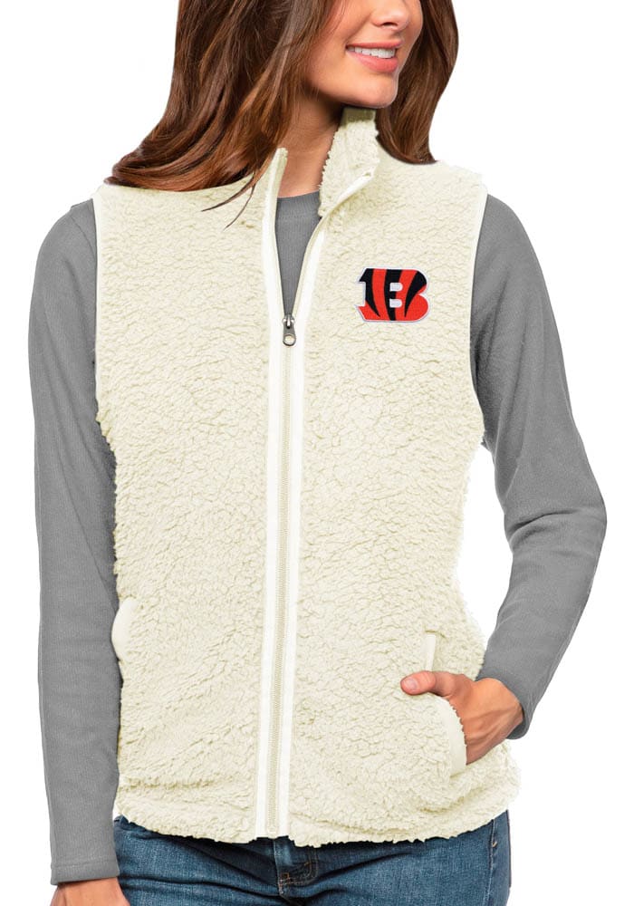 Antigua Cincinnati Bengals Women's Oatmeal Course Long Sleeve Full Zip Jacket, Oatmeal, 100% POLYESTER, Size XL, Rally House