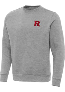 Mens Rutgers Scarlet Knights Grey Antigua Victory Crew Sweatshirt