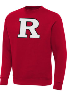 Mens Rutgers Scarlet Knights Red Antigua Full Front Victory Crew Sweatshirt