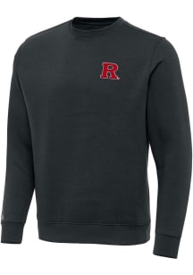 Mens Rutgers Scarlet Knights Charcoal Antigua Victory Crew Sweatshirt