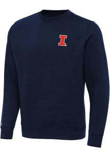 Navy Blue Illinois Fighting Illini Antigua Mens Victory Big and Tall Crew Sweatshirt