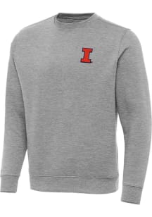 Grey Illinois Fighting Illini Antigua Mens Victory Big and Tall Crew Sweatshirt