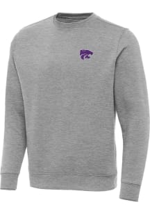 Grey K-State Wildcats Antigua Mens Victory Big and Tall Crew Sweatshirt