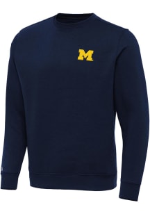 Navy Blue Michigan Wolverines Antigua Mens Victory Big and Tall Crew Sweatshirt