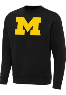 Michigan Wolverines Antigua Mens Full Front Victory Big and Tall Crew Sweatshirt