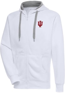 Mens Indiana Hoosiers White Antigua Victory Long Sleeve Full Zip Jacket